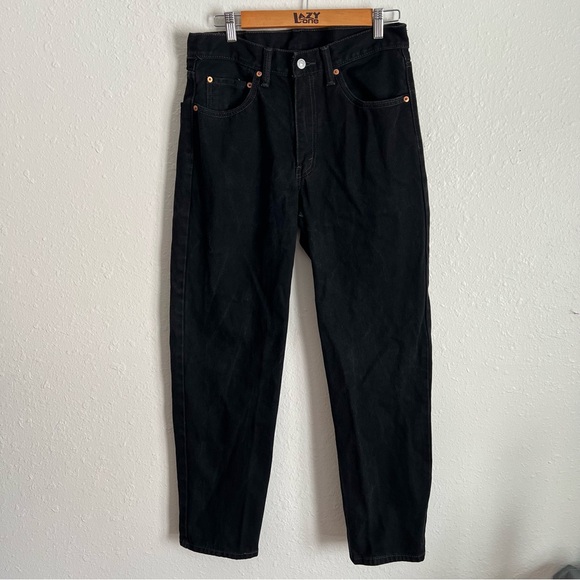 32 x 32 Levi's Men's Straight Black Denim Jeans - Deep Black - Picture 4 of 8